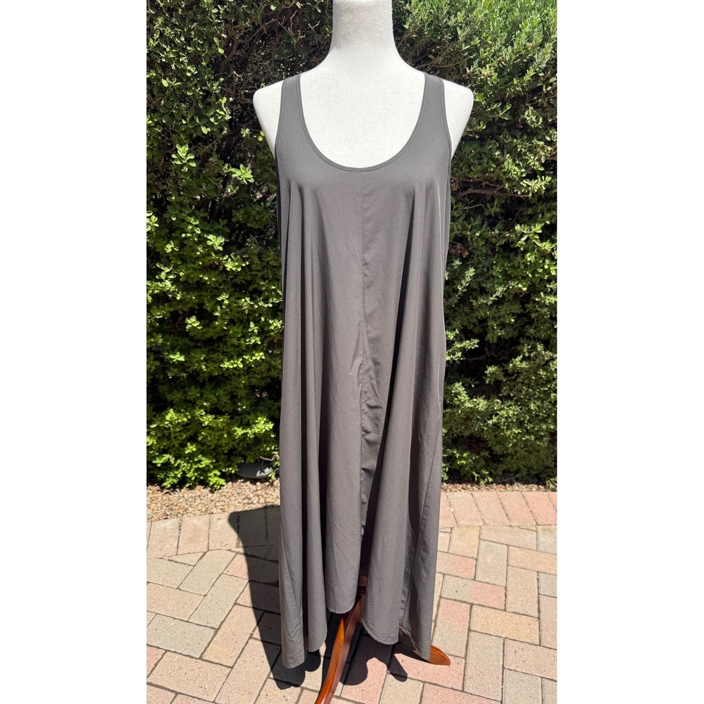 Athleta Charcoal Gray Featherweight Stretch High-Low Racerback Maxi Dress Small